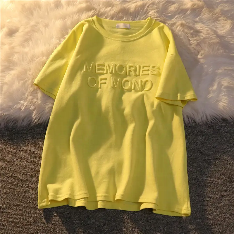 Custom New Trend Fashion Round Neck Women's T-Shirt Personalized 3D Embossed Printing Breathable Knitted Fabric Custom Logo