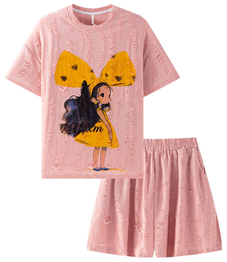 Summer Short Sleeve 2 Piece Loungewear Homewear Short-sleeved Women's Pajamas Set