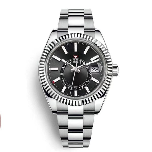 Luxury Gmt Automatic Mechanical Watch 42mm Dial Calendar Design Luminous Stainless Steel Waterproof Men Business Wristwatch