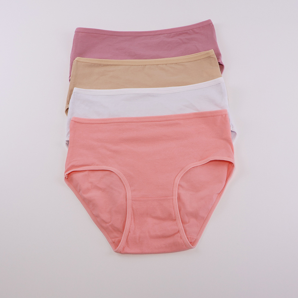 Women's Plus-Size High-Waist Maternity Thong-Style Solid Embroidered Panties Pure Cotton Anti-Bacterial Thin ODM