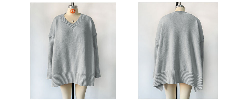 New Arrival Women's V-neck Big Size Fashion Knit Sweater Sexy Pullover Sweater
