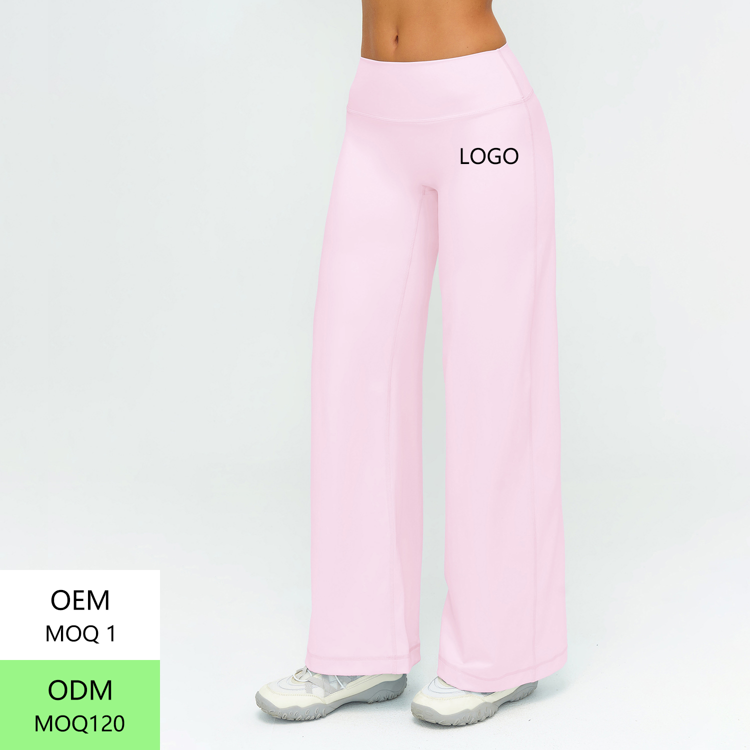 Custom Logo Women's Fleece Wide Leg Sports Pants Women Fold Over Waist Flare Leg No Front Seam Boot Cut Yoga Pants Leggings