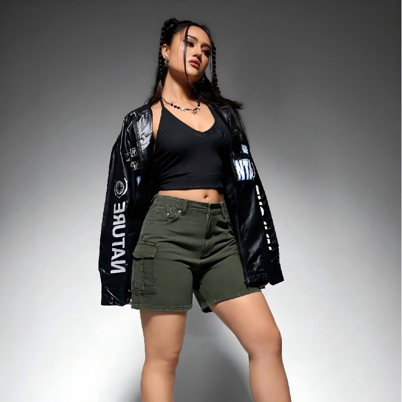 Customized Best-Selling Women's Green Fashionable High-Quality Sexy Slim-Fit Denim Shorts 100%Cotton Jeans Shorts