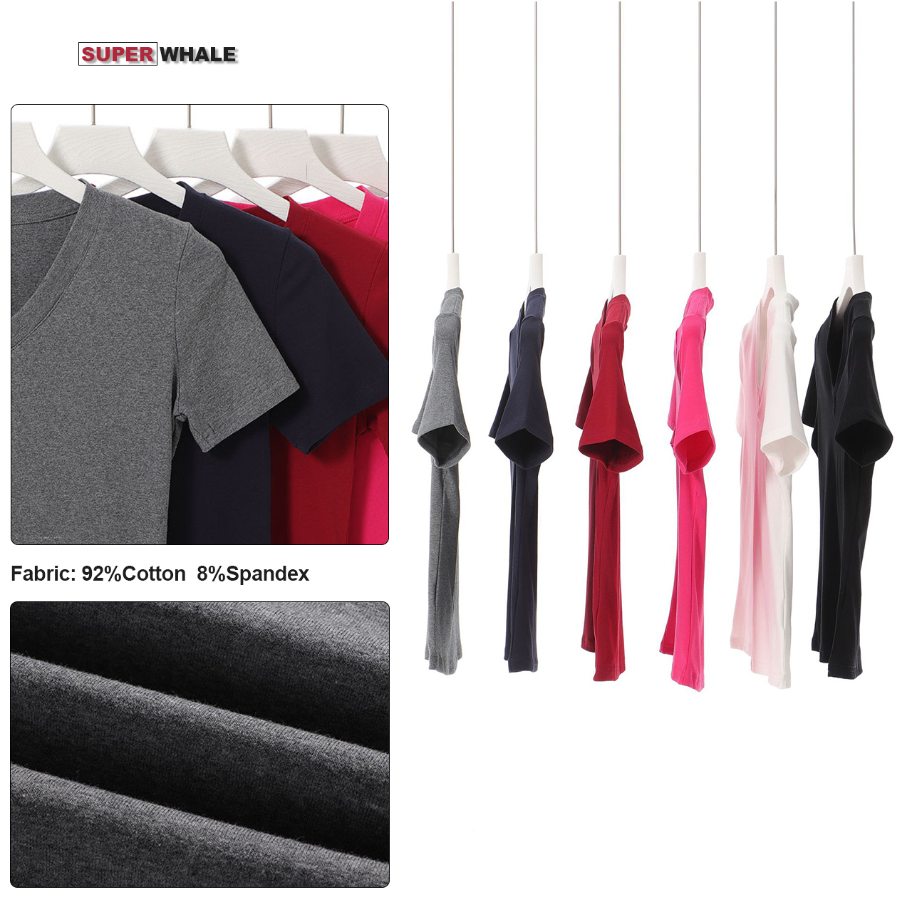Custom Women Summer V-neck Short Sleeve T-shirt Fashion Lady Tops Knitwear Solid Color Casual T-shirt