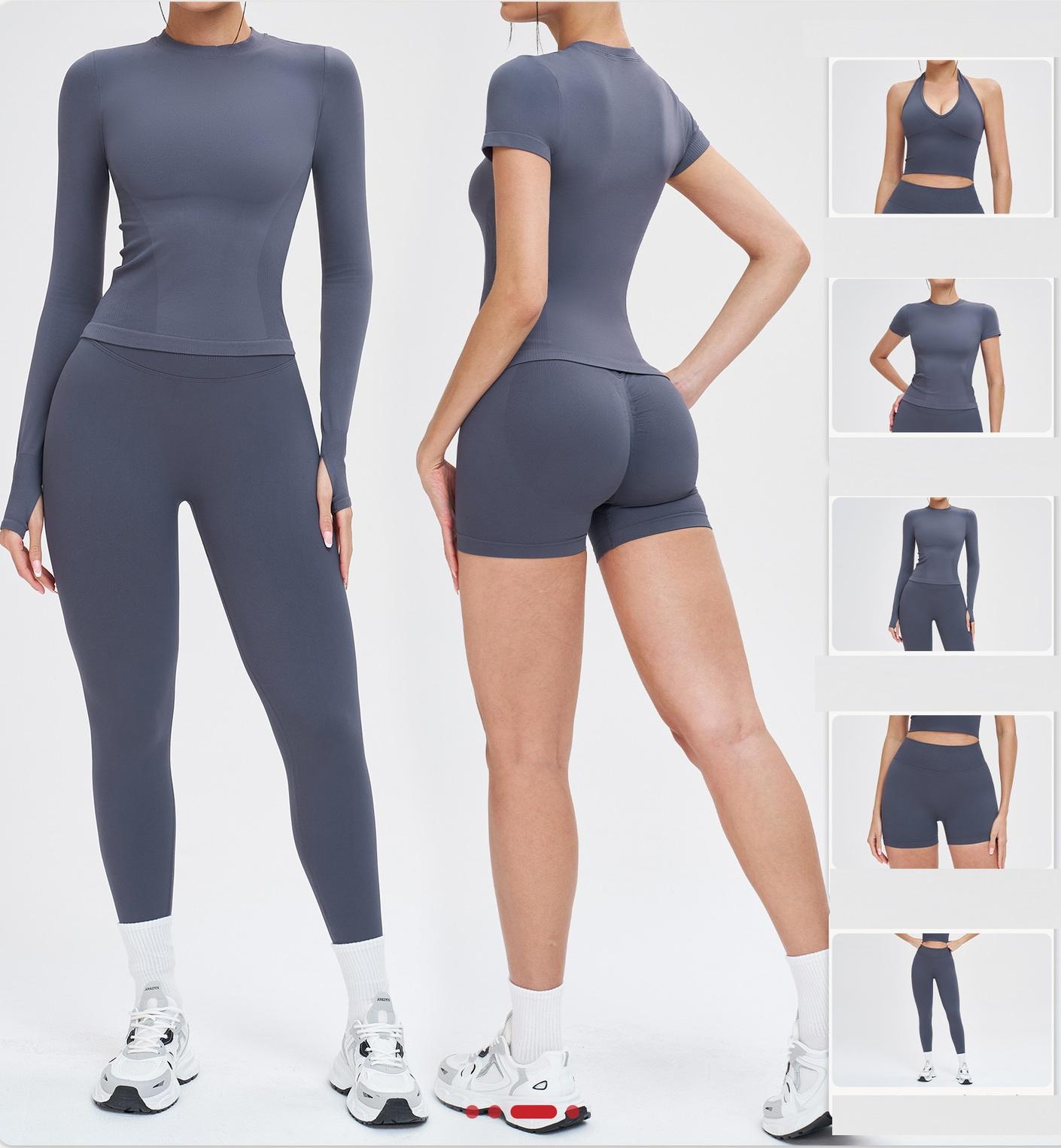 2026 Women's Yoga Gym Fitness 6-Piece Breathable Lightweight Sportswear Set High Quality Seamless Workout Outfits Elastic Waist