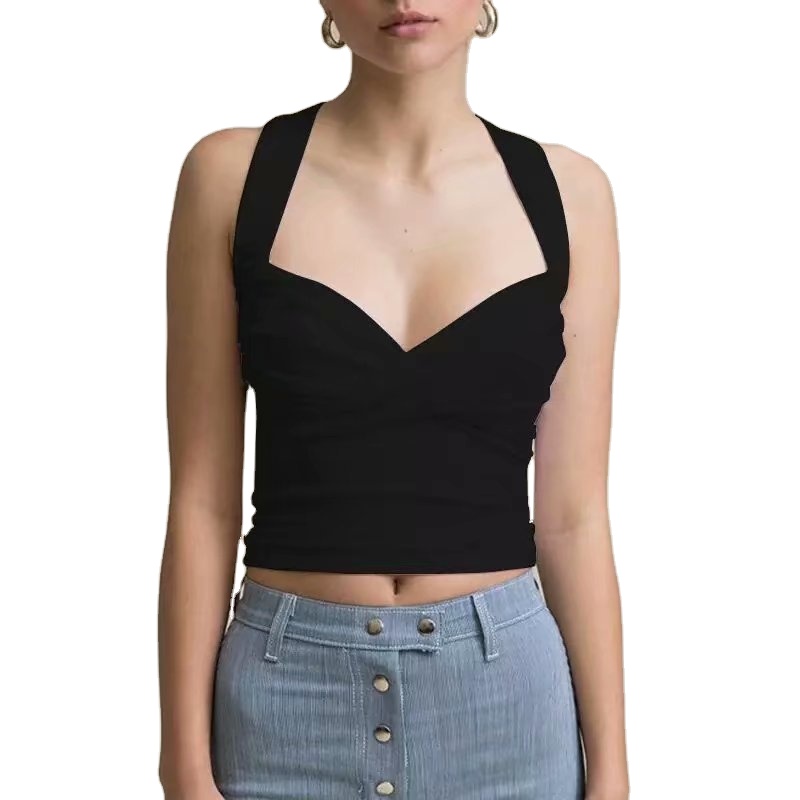 Stylish and Elegant V-neck Backless Vests Sexy Casual Women's Tops for Daily Wear