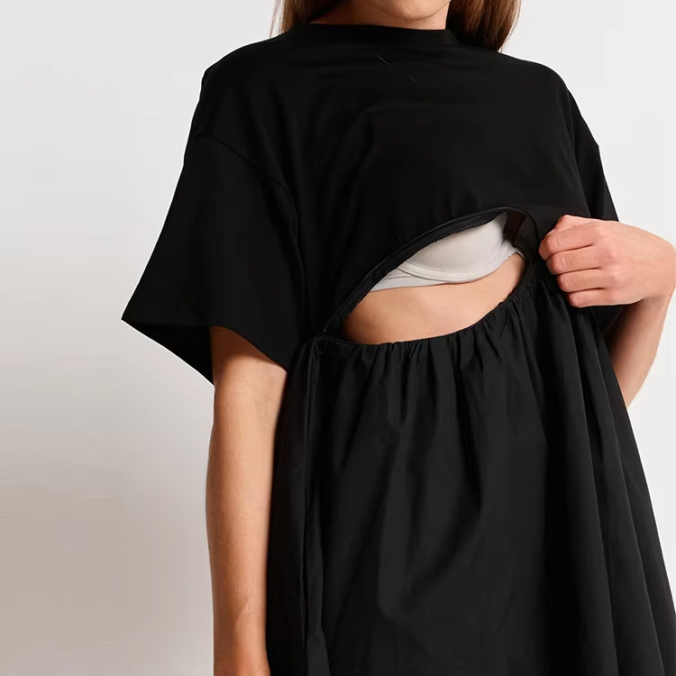 Customized Round Neck Loose and Comfortable Maternity Wear Women's Nursing Wear Fashion Breastfeeding Dress