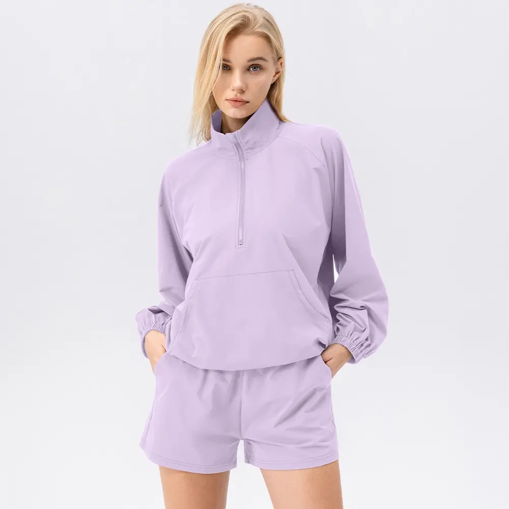 Custom-made Women's Zippered Fleece Hoodie Sets, Casual Oversized Printed Hoodie Short Sets Clothing Manufacturer
