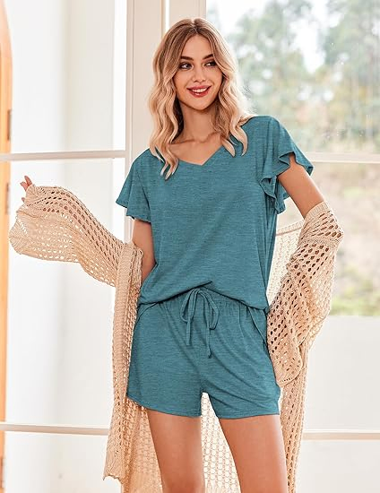 Women's Pajamas Set Ruffle Sleeves Sleepwear
