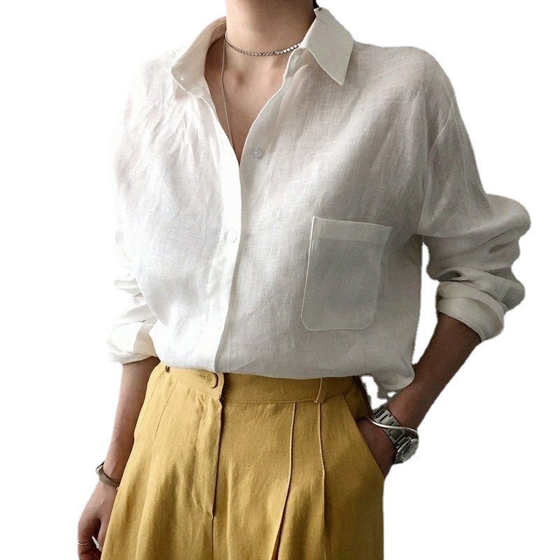 Wholesale White Shirts for Women Manufacturer Different Sizes T-Shirt Damen Linen Women's Blouses &amp; Shirts