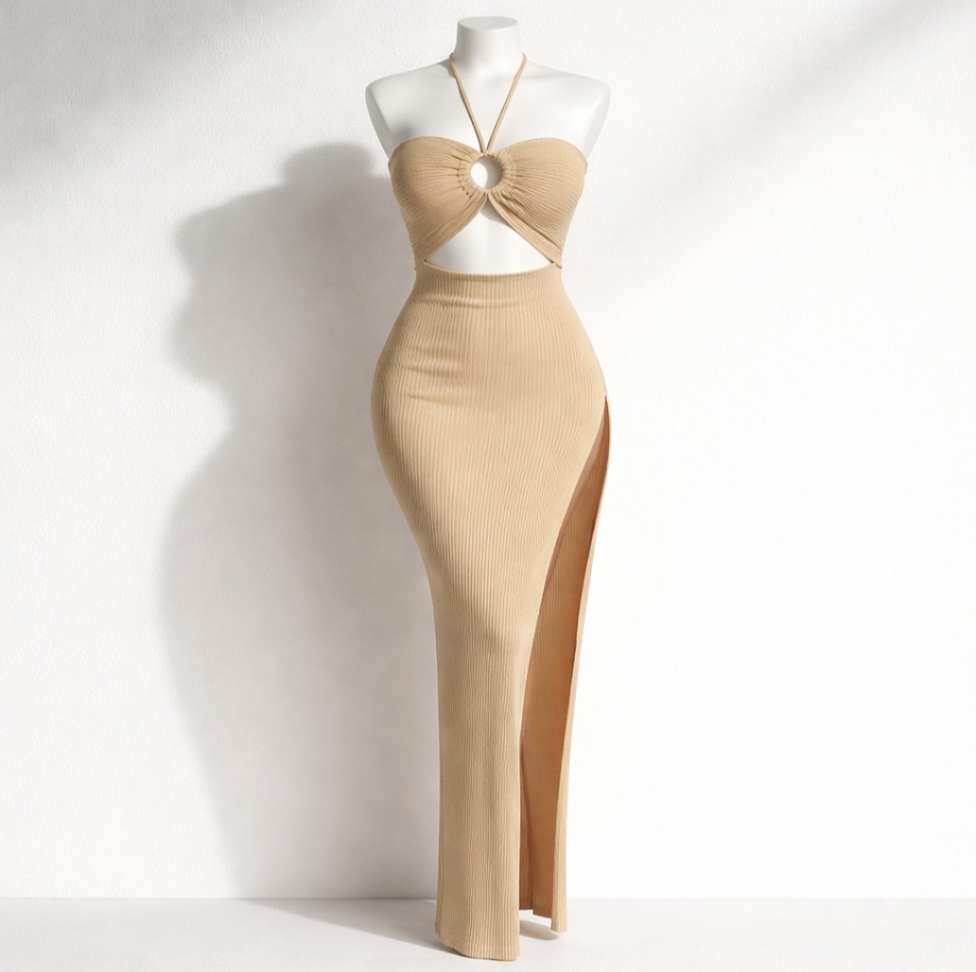OEM Women's Maternity Strapless Detachable Spandex/Cotton 180g Maxi Off-the-shoulder Sheath High Slit Natural Pattern