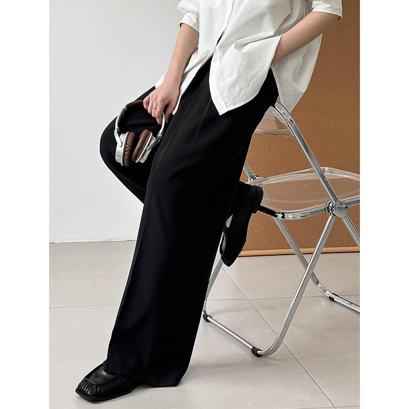 Wholesale Spring New High Waist Women Pants Blank Workout Slimming and Draping Feel Loose Retro High End Casual Women's Pants