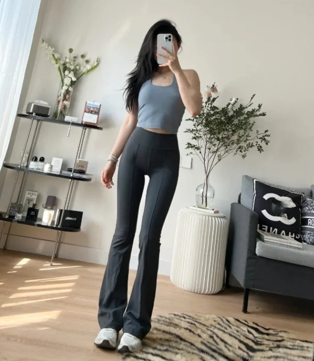 Women's High-waist Flared Pants with Pockets, Suitable for Sports, Fitness, Running, Casual Wear, and Yoga