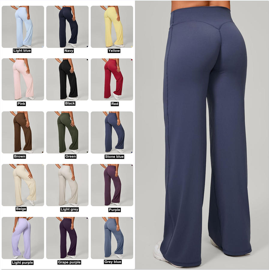 Fast Shipping Straight Leggings Bottoms Wide Leg Pants for Women High Waist Stretch Casual Sweatpants