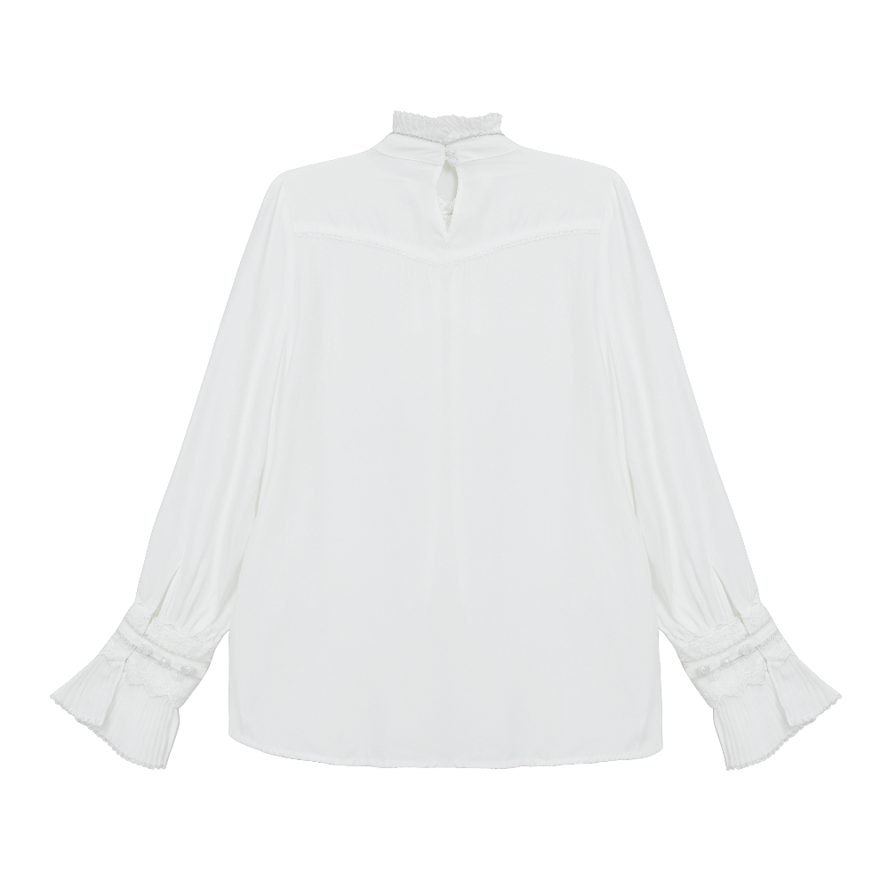 Spring Autumn Womens Clothing Pleated Jacquard Shirt Woman Satin Blouses and Top High Quality Tops Ladies Blouses