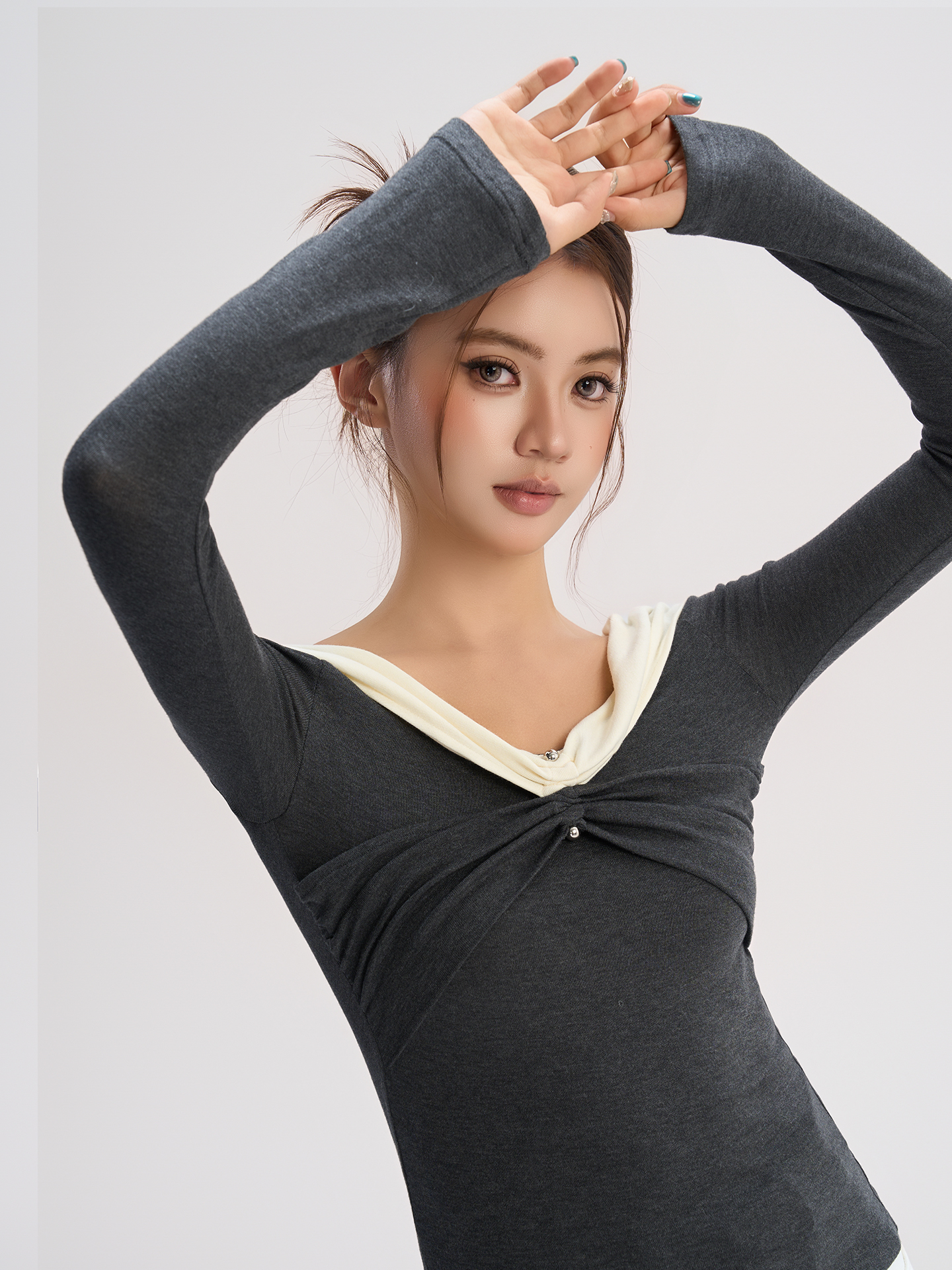 Diba La Women's Cross-Tie Knitted Top with Contrast-Color Boat-Neck Blouse &amp; Shirt