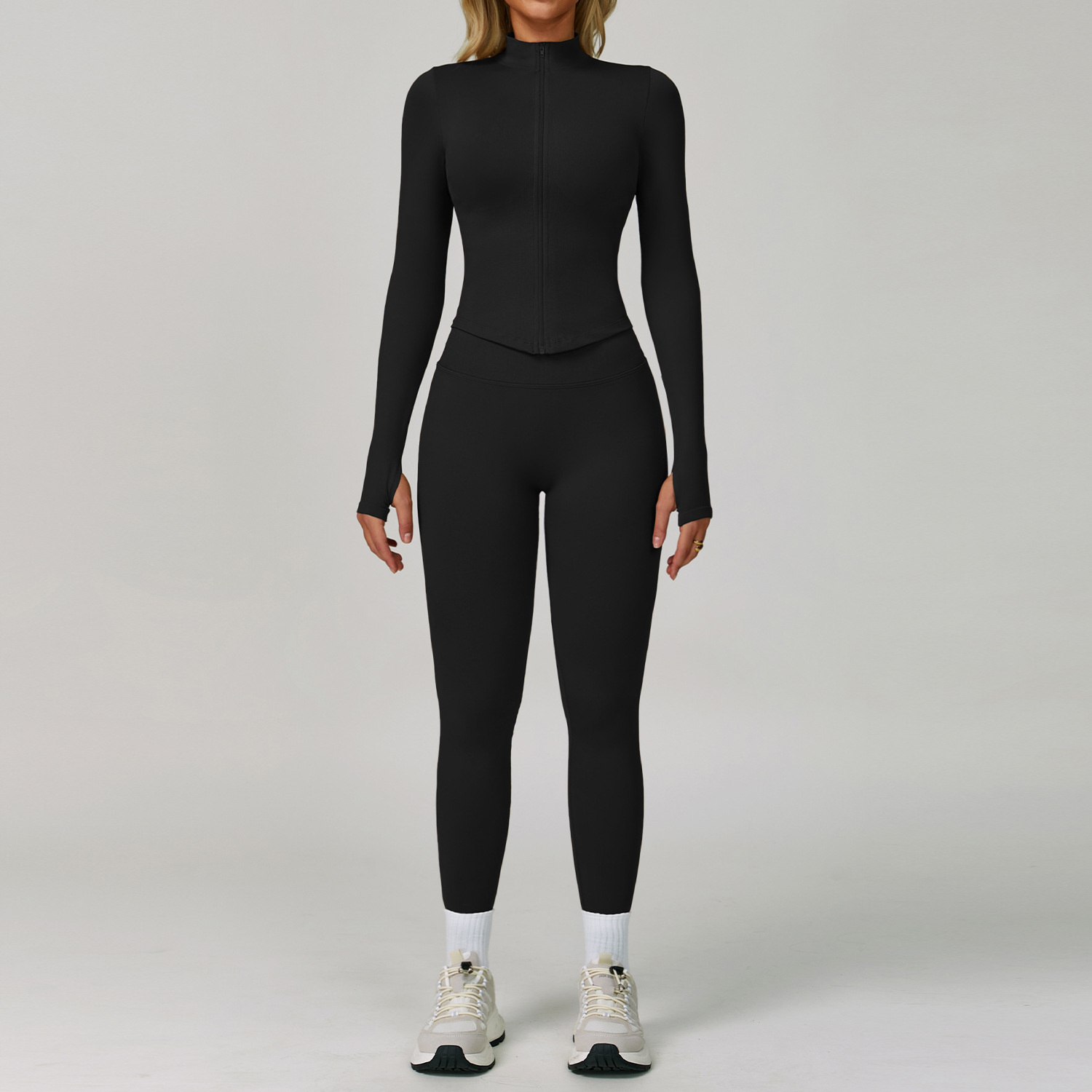 Wholesale Sportswear Active Wear Jacket Plus Size Seamless Gym Clothes Workout Yoga Leggings and Bra Sets for Womens Clothing