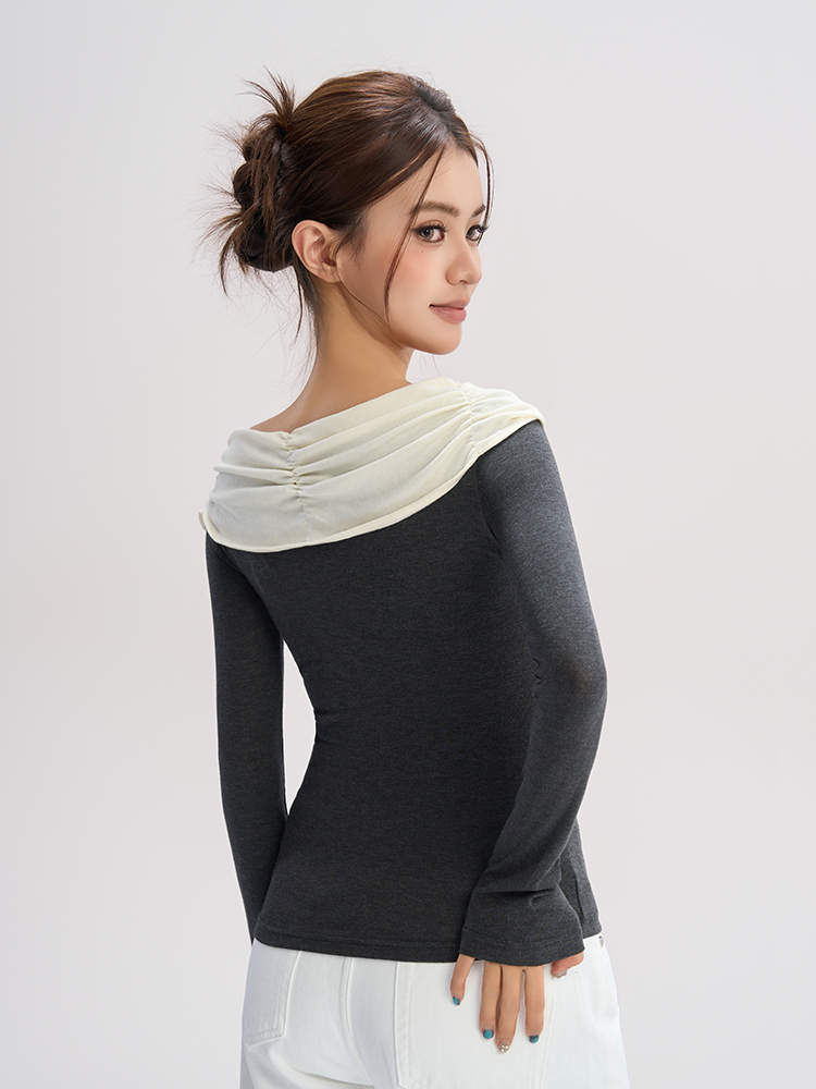 Diba La Women's Cross-Tie Knitted Top with Contrast-Color Boat-Neck Blouse &amp; Shirt