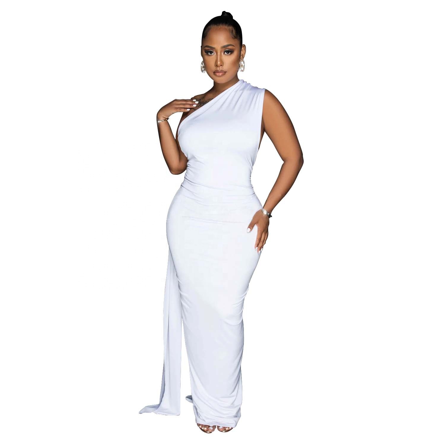 Pure Color Women's Clothing Dress Sexy Backless Maxi Dress Lady Party Evening Dress