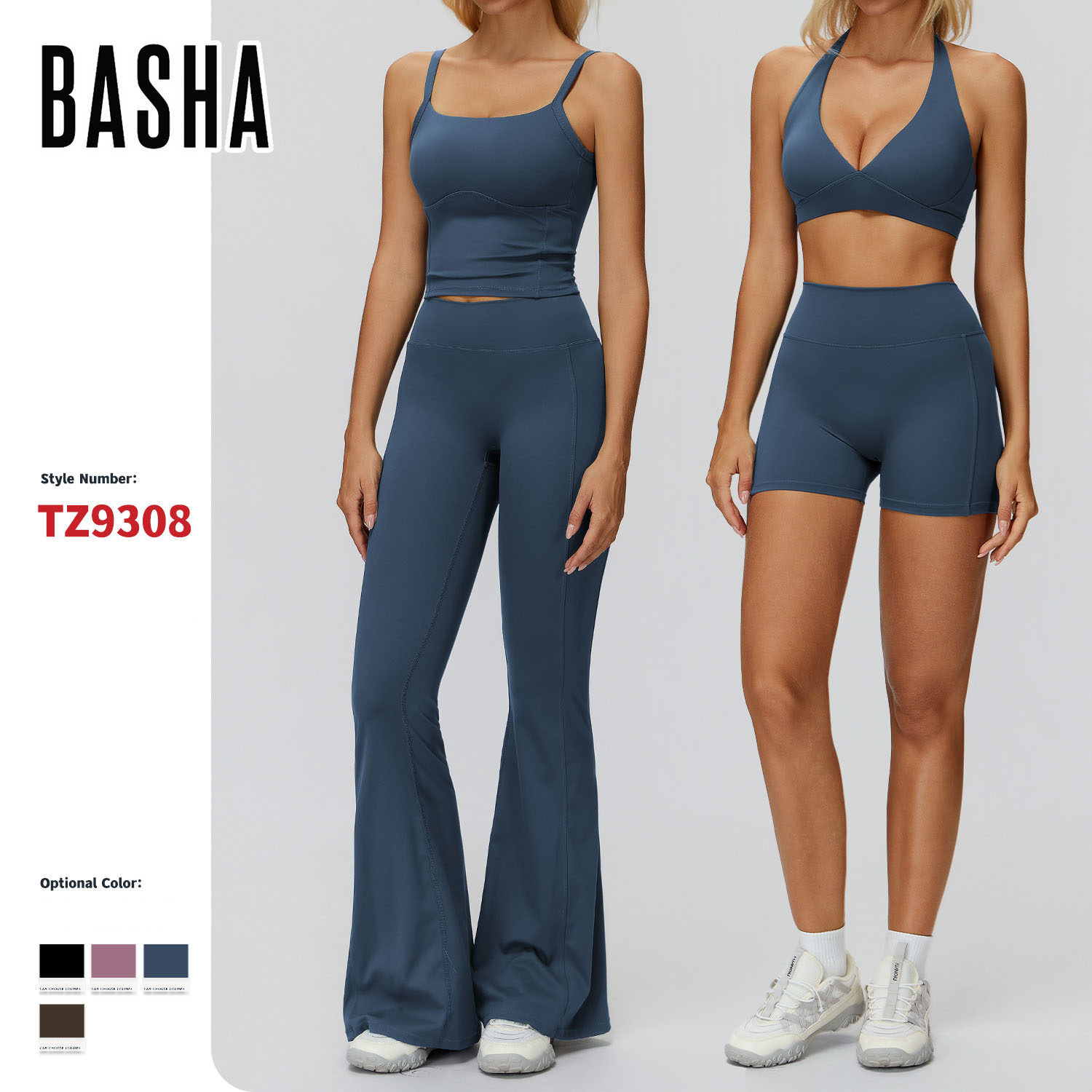 BASHAsports Women's Seamless Yoga Set Sports Bra Jacket Flare Leggings Workout Activewear Custom Logo