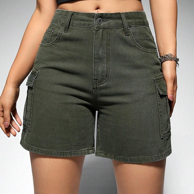 Customized Best-Selling Women's Green Fashionable High-Quality Sexy Slim-Fit Denim Shorts 100%Cotton Jeans Shorts