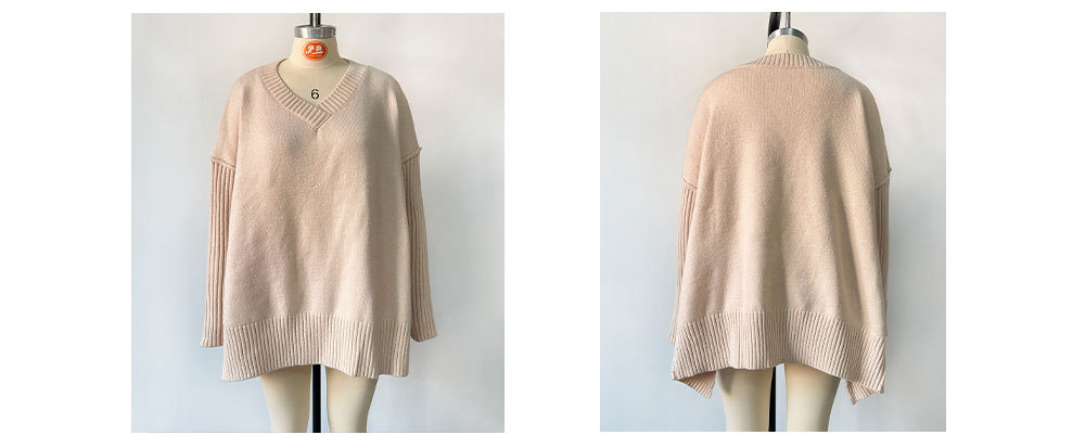 New Arrival Women's V-neck Big Size Fashion Knit Sweater Sexy Pullover Sweater