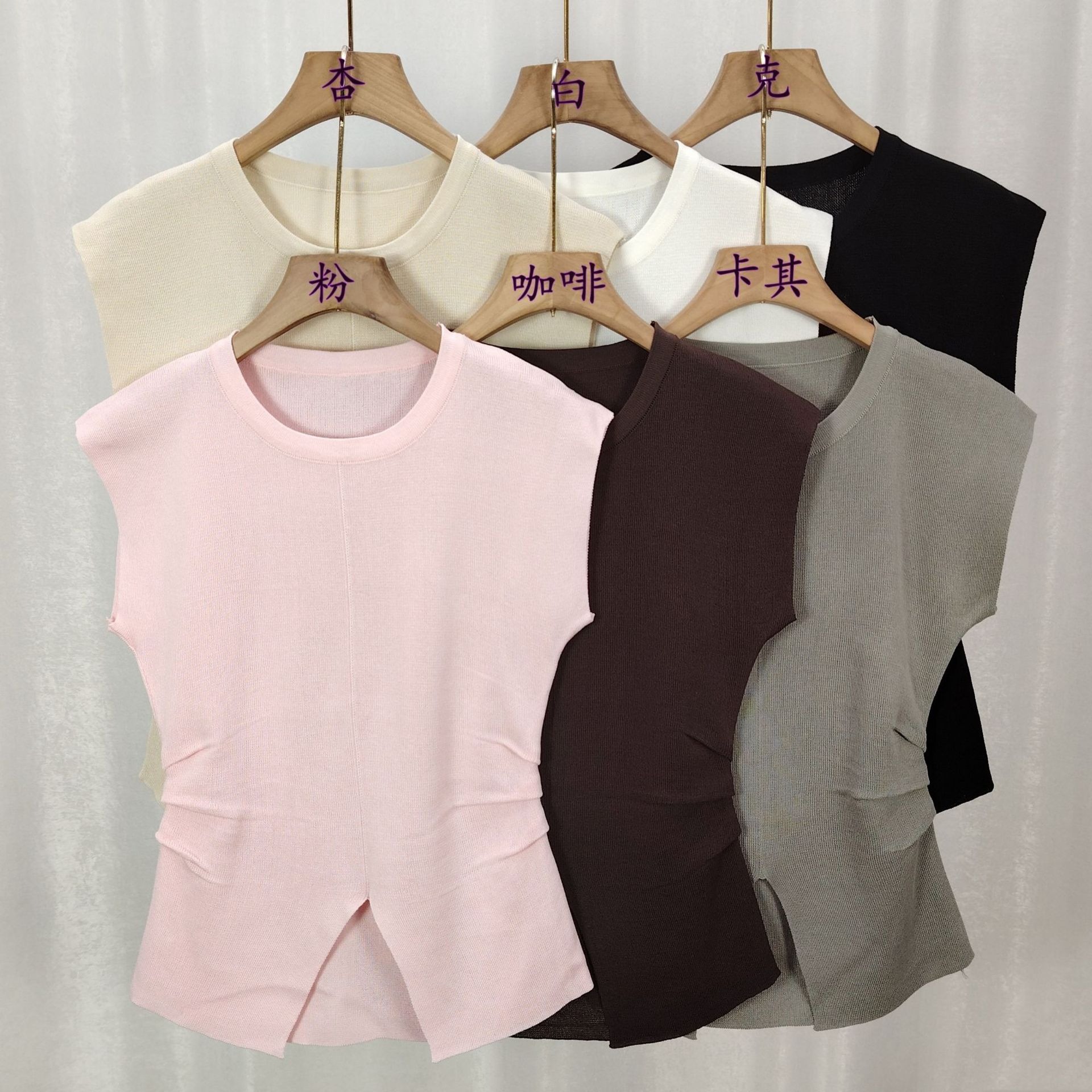 Wholesale Women's Casual Sexy Slit Top Sleeveless T-shirt Korean Version Knitted Top