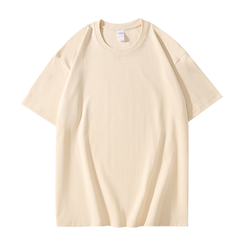 Heavyweight Breathable 100% Cotton Short Sleeve Unisex Solid Color High Street O-neck Summer Casual Knit Women's T-Shirt