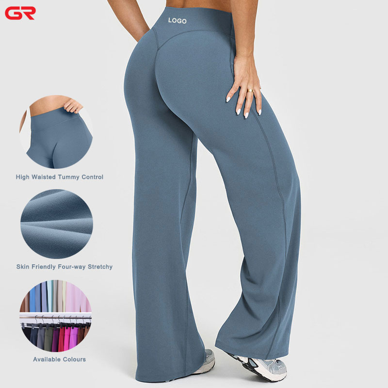 50pcs Low MOQ Custom Logo Yoga Pants Wide Leg Flared High Waist Butt Lift Leggings Factory Direct OEM/ODM Workout Trousers