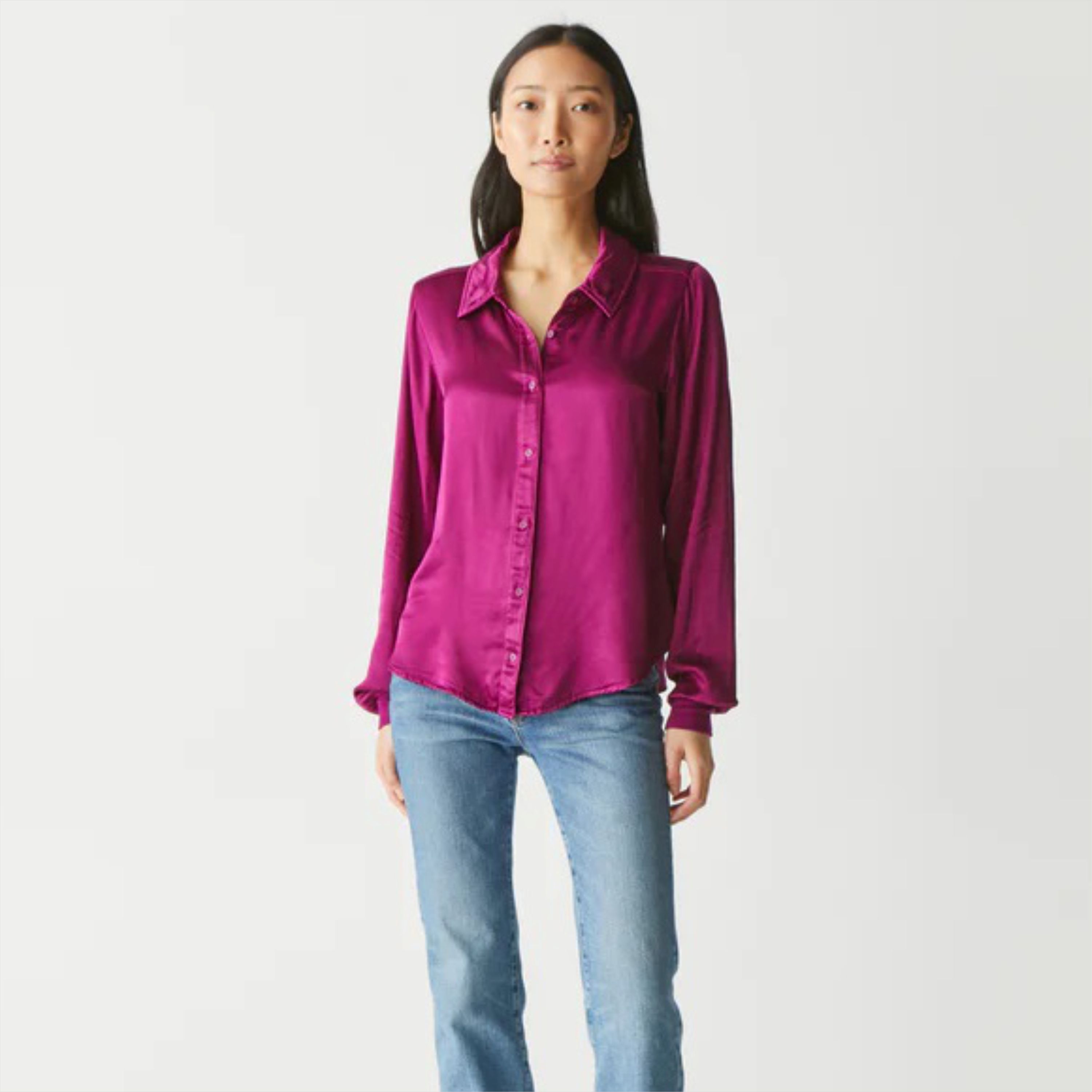Stylish Women's Satin Blouse - Smooth and Silky Texture, Ideal for Professional and Casual Wear, Comes in a Variety of Shades