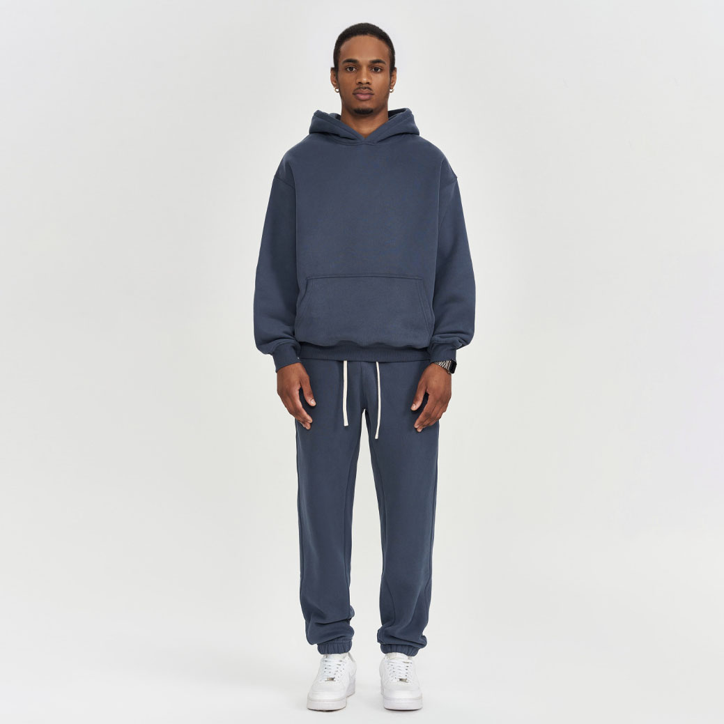 High Quality Unisex 350G Hoodie Set Oversized Solid Color Pullover Loose Jogging Sweatsuit Plus Size Sweatpants And Hoodie Set