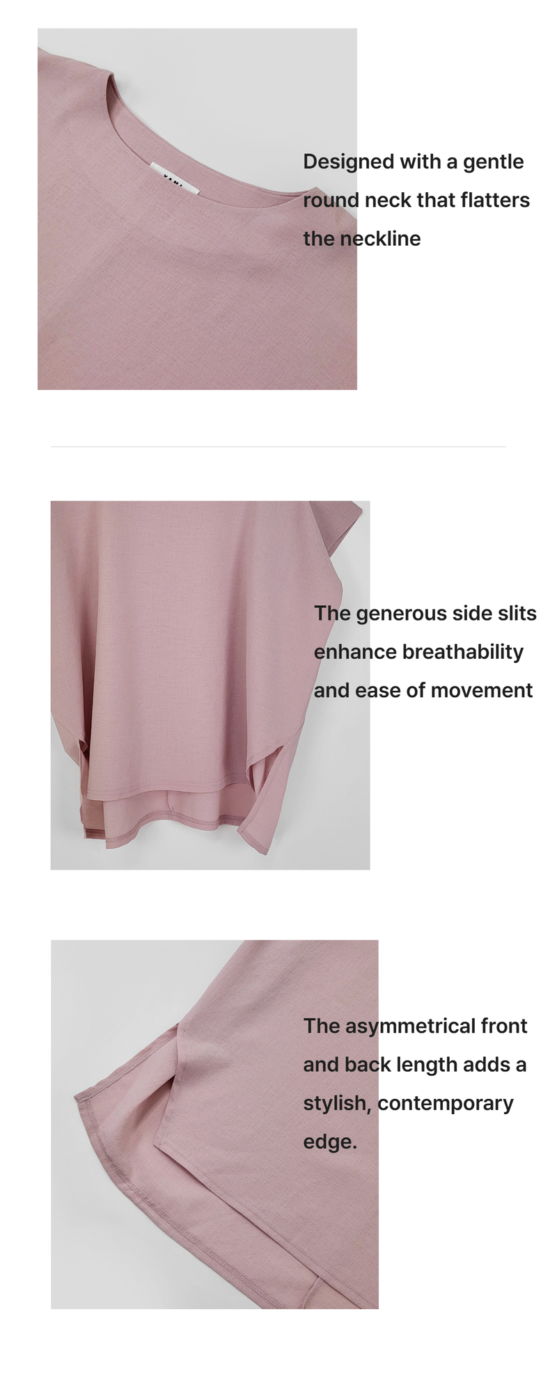 ELEGANT Relaxed Boxy Fit Women's Summer Blouse with Short Sleeve One-Shoulder Plain Dyed Polyester/Cotton Material Made in Korea