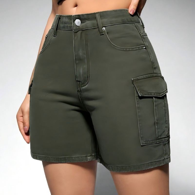 Customized Best-Selling Women's Green Fashionable High-Quality Sexy Slim-Fit Denim Shorts 100%Cotton Jeans Shorts