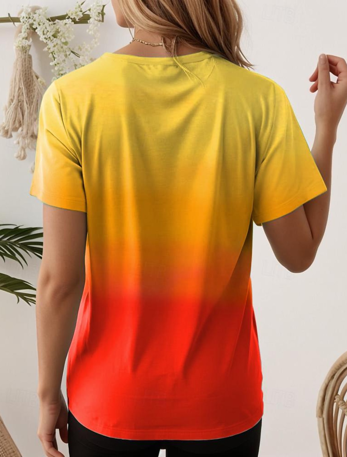 Women's 3D Gradient Print Short Sleeve Short Casual Street Summer Oversized T-Shirts Fashion Y2k Clothing Tops