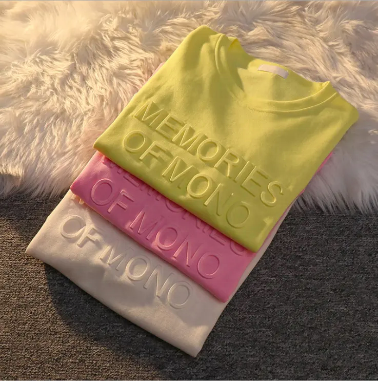 Custom New Trend Fashion Round Neck Women's T-Shirt Personalized 3D Embossed Printing Breathable Knitted Fabric Custom Logo
