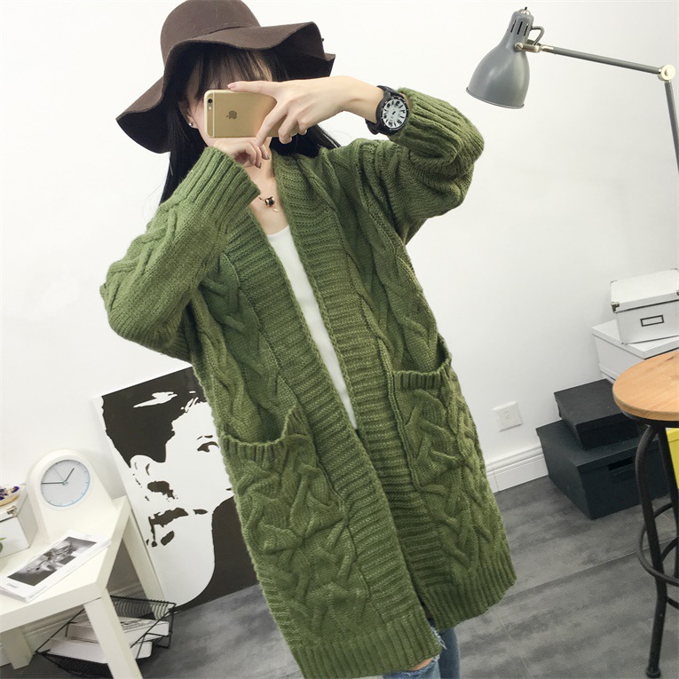 PASUXI Women's Winter Solid Color Twist Knitted Cardigan Fashion Casual Warm Knitwear Coat Tops for Women