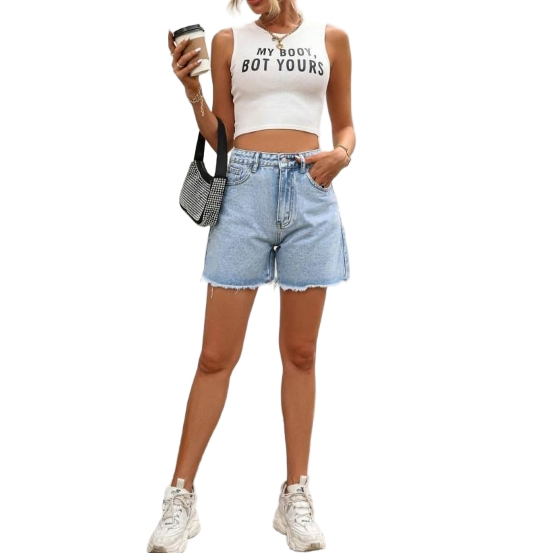 Best-Selling Summer High-Quality Women Denim Shorts Custom Logo Women's Stylish Casual Denim Shorts