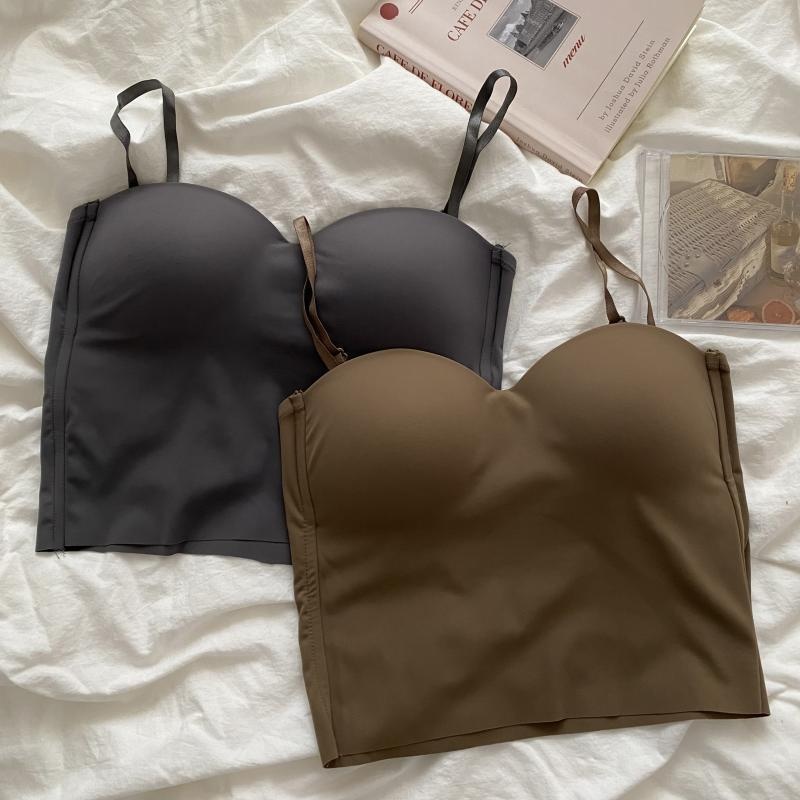 New Wireless Winter Beauty U Back Camisole Seamless Bra Tube Top Wrapped Chest Women's Vest Short Length Sweet Ice Silk