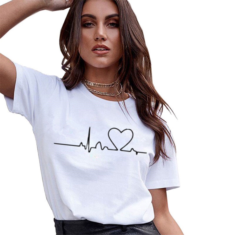Female O-neck T-Shirts Summer Short Sleeve T Shirt Women Printed T-shirt Casual