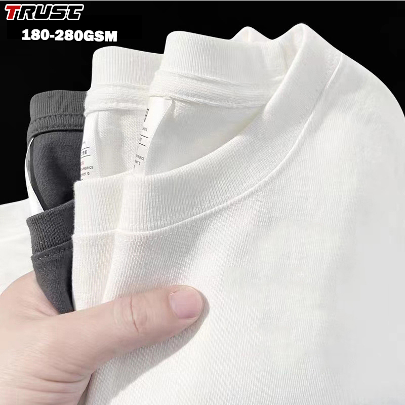 Custom T Shirts Your Own Brand Heavy Cotton T Shirt Unisex Oversized Fit Blank Printed Logo 180 200 Gsm 220 240 280 High Quality