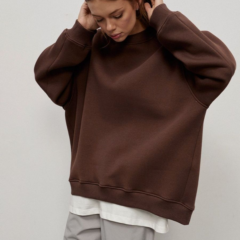 Women's Hoodies Sweatshirts Autumn New Street Style Oversize Fleece Pullover Sweater Solid Loose Oversized Hoodie