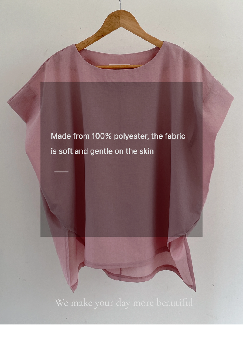 ELEGANT Relaxed Boxy Fit Women's Summer Blouse with Short Sleeve One-Shoulder Plain Dyed Polyester/Cotton Material Made in Korea