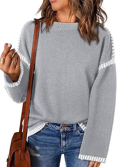 2025 Women's Knitted Sweater Casual Crew Neck Oversized Pullover Wool Sweaters Long Sleeve for Women Sweater