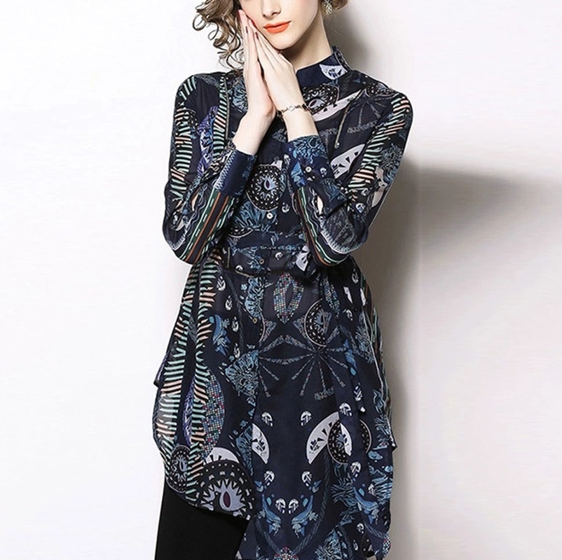 Custom Spring New Women's Office Knitted Blouse Shirt Plain Dyed Simple Casual Breathable Eco-Friendly Printed Collar Long