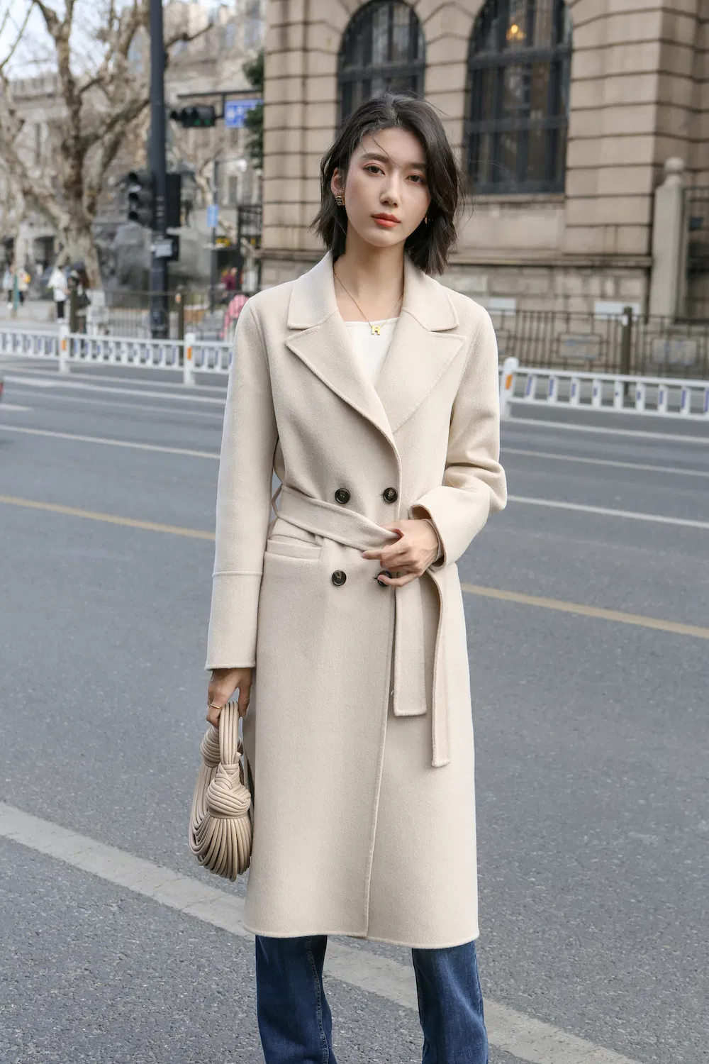 Women Wool Polyester Coat Fabric Women's Trench Coats
