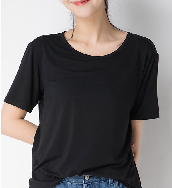 New Women's Casual Breathable Knitted Cotton Slim Fit Solid Simple Summer T-shirts