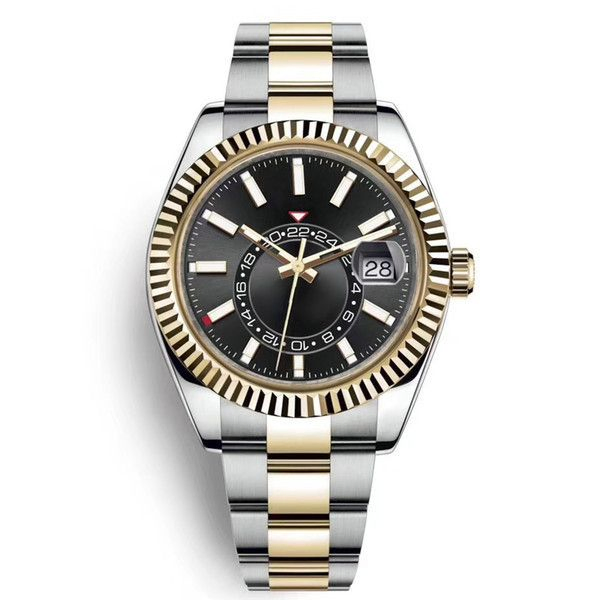 Elegant 42mm Gmt Men Watch Automatic Mechanical Calendar Display Luminous Waterproof Premium Steel Wristwatch