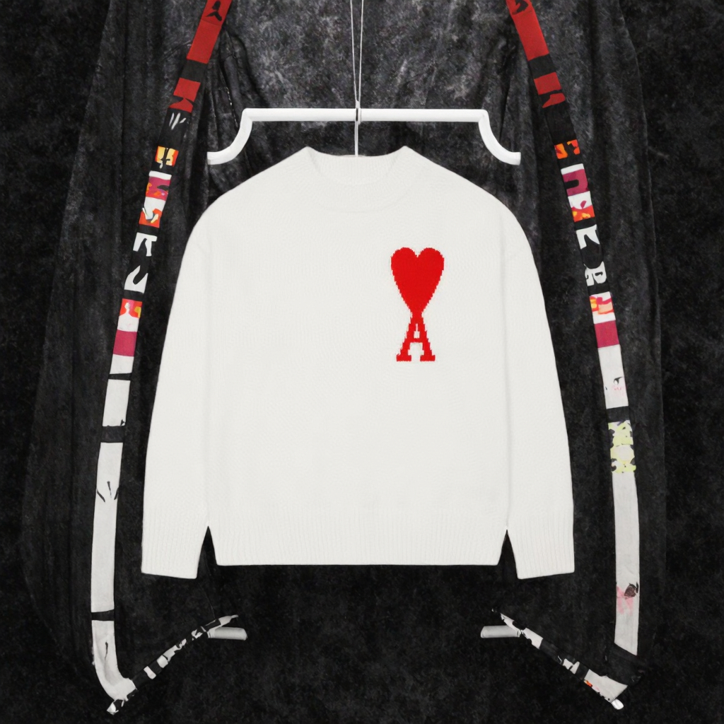 Women's Winter Pullover Sweater Knitted with Love Letter Pattern Streetwear Style with Front Logo