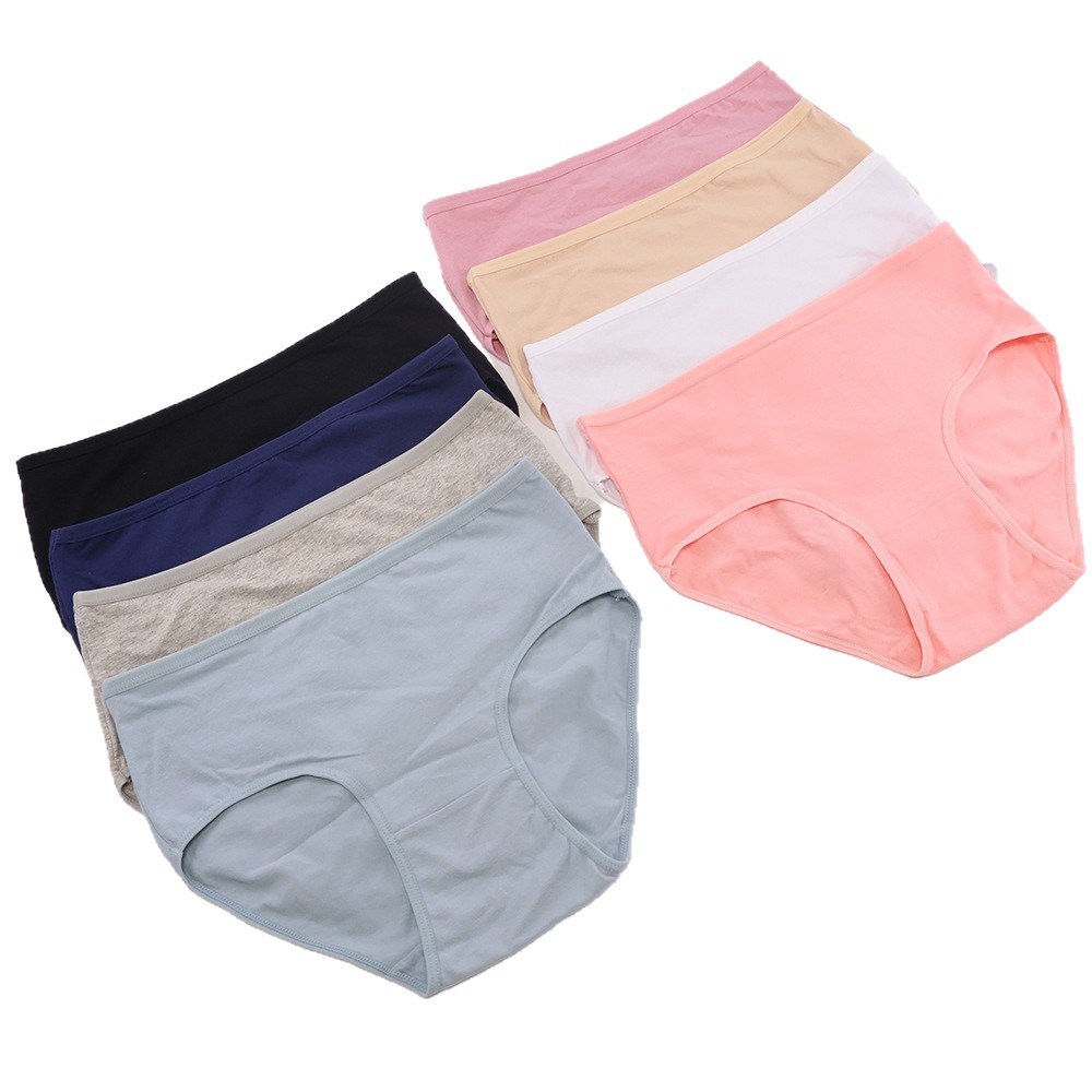 Women's Plus-Size High-Waist Maternity Thong-Style Solid Embroidered Panties Pure Cotton Anti-Bacterial Thin ODM