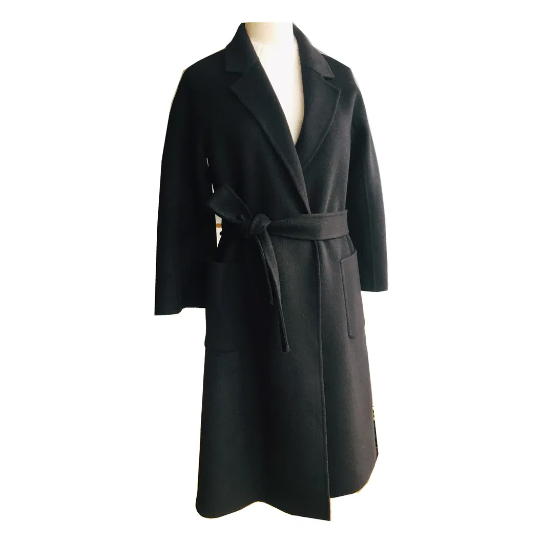 Women's Black Wool Coat View 1
